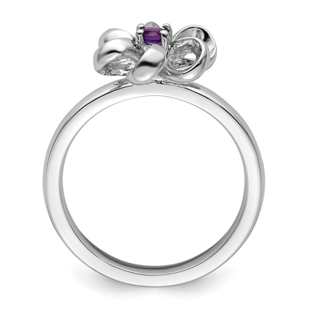 Sterling Silver Stackable Expressions Polished Amethyst Flower Ring