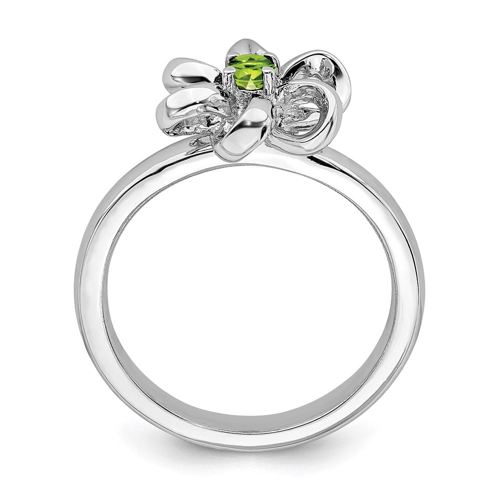 Sterling Silver Stackable Expressions Polished Peridot Flower Ring