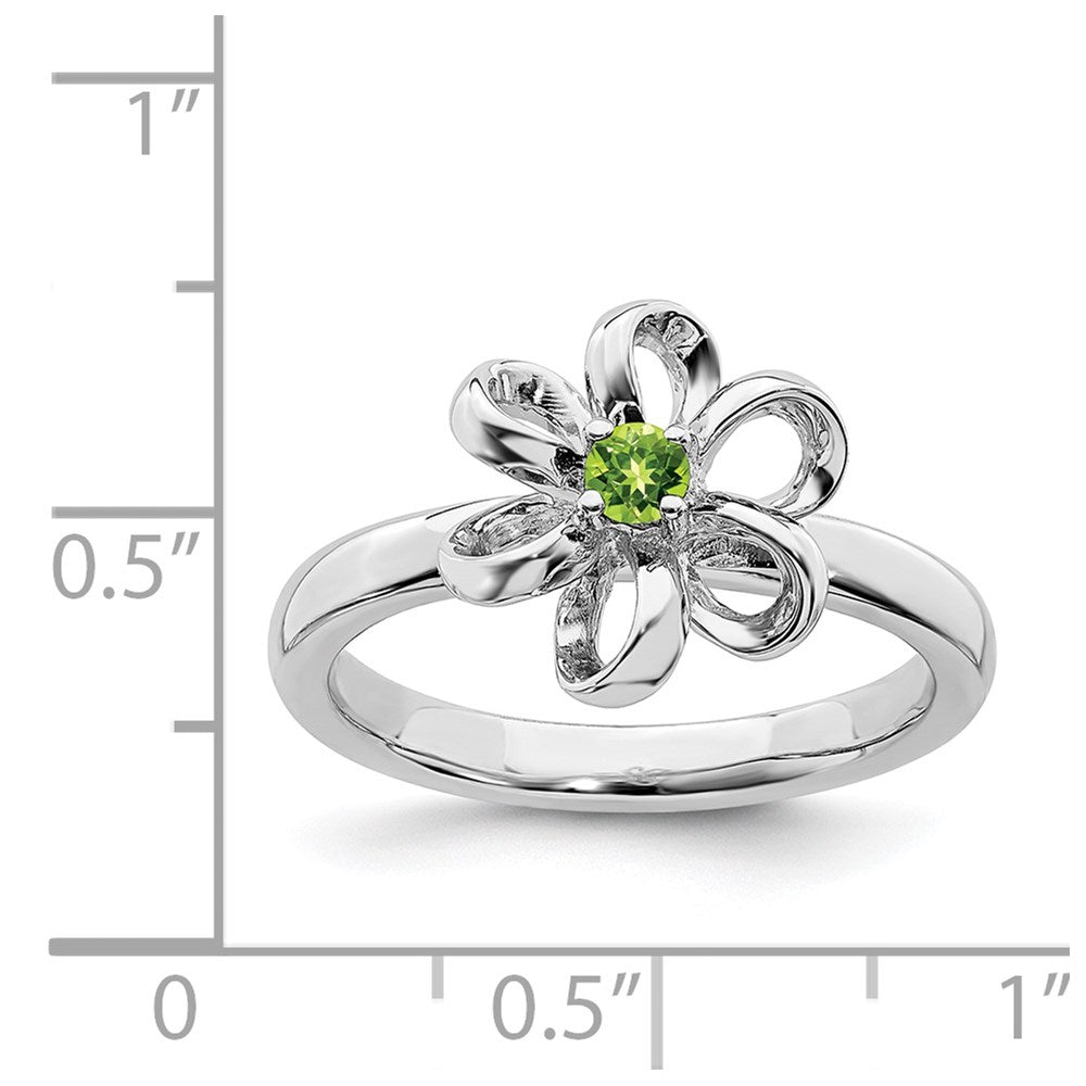 Sterling Silver Stackable Expressions Polished Peridot Flower Ring