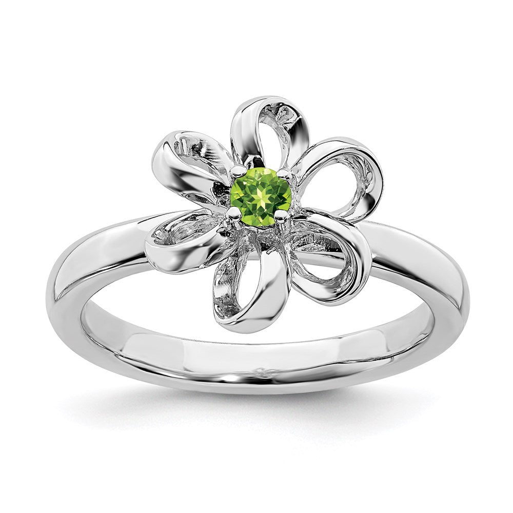 Sterling Silver Stackable Expressions Polished Peridot Flower Ring