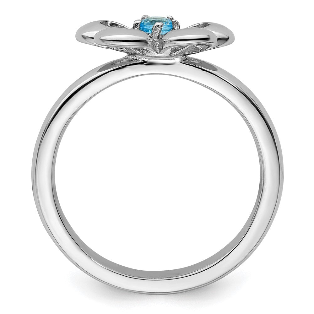 Sterling Silver Stackable Expressions Polished Blue Topaz Flower Ring