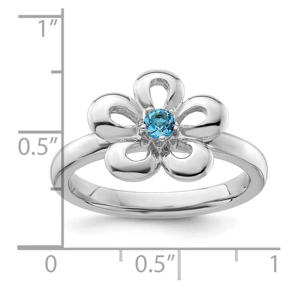 Sterling Silver Stackable Expressions Polished Blue Topaz Flower Ring