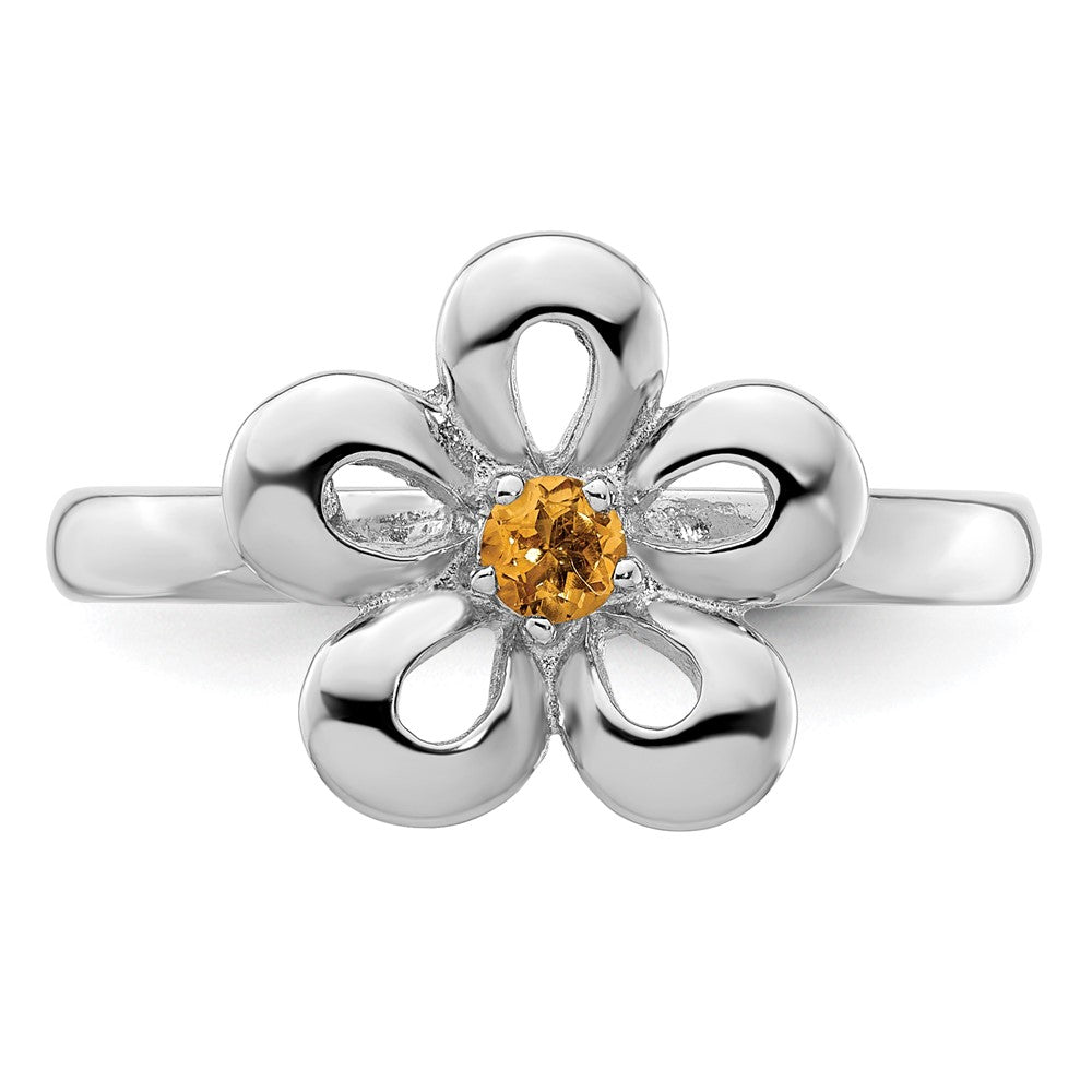 Sterling Silver Stackable Expressions Polished Citrine Flower Ring