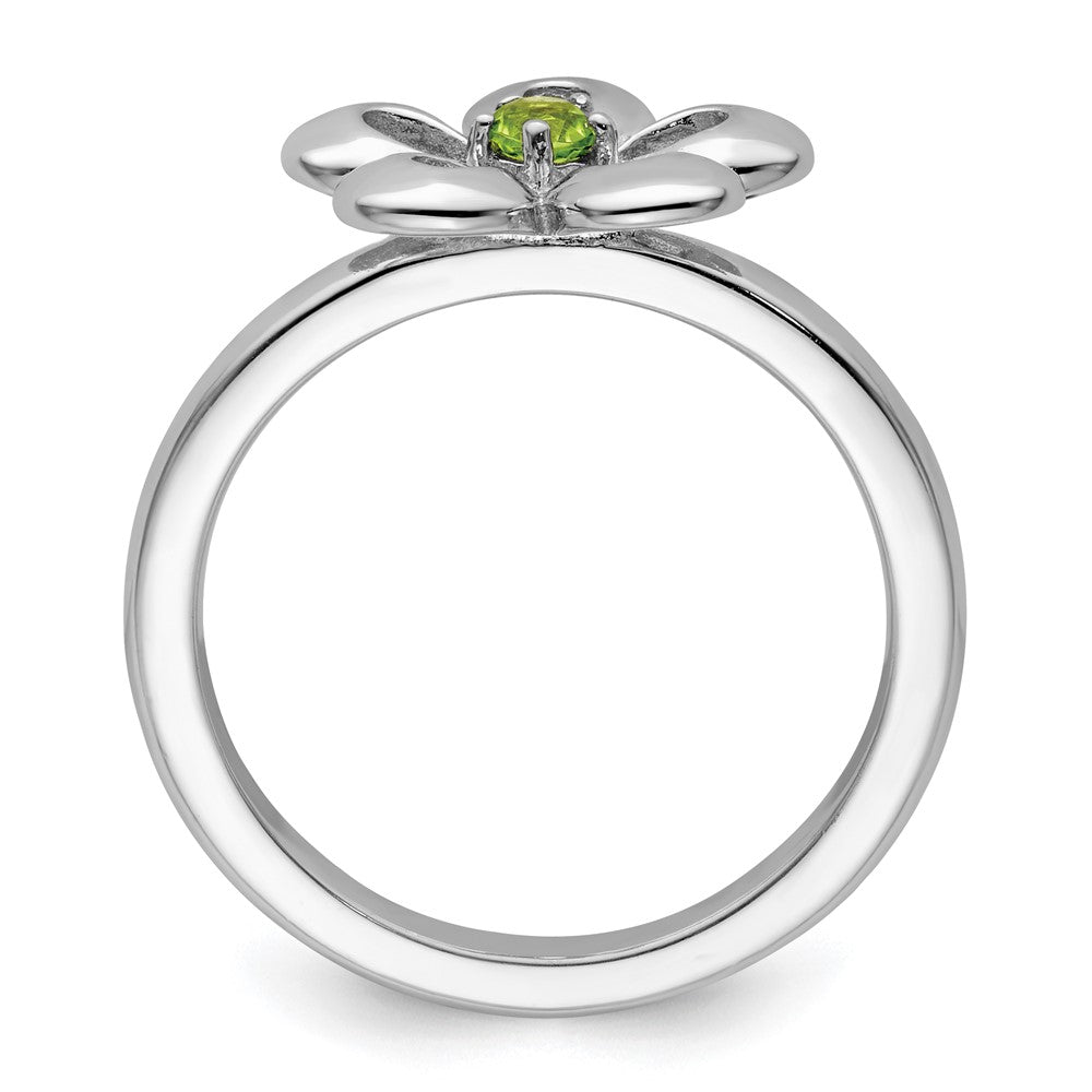 Sterling Silver Stackable Expressions Polished Peridot Flower Ring