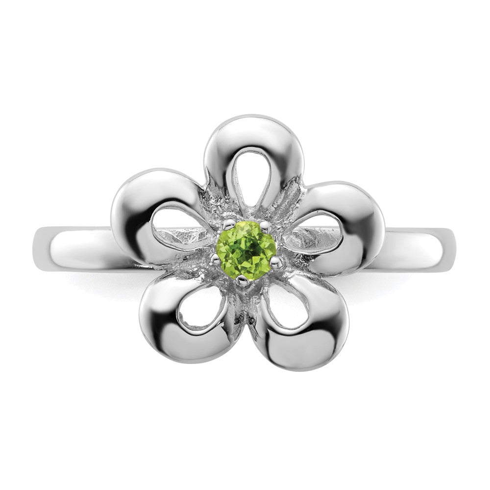 Sterling Silver Stackable Expressions Polished Peridot Flower Ring