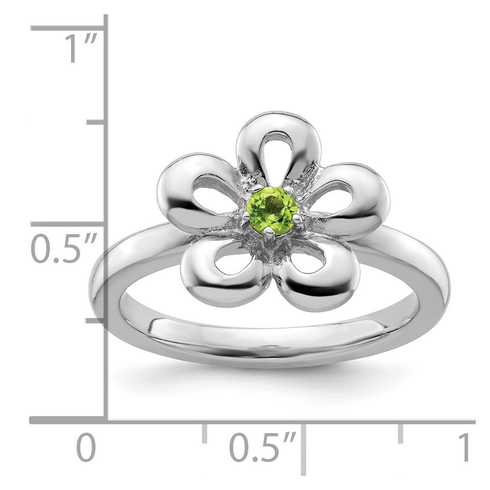 Sterling Silver Stackable Expressions Polished Peridot Flower Ring