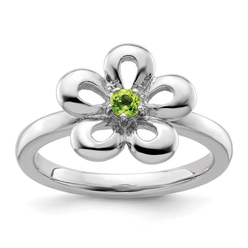 Sterling Silver Stackable Expressions Polished Peridot Flower Ring