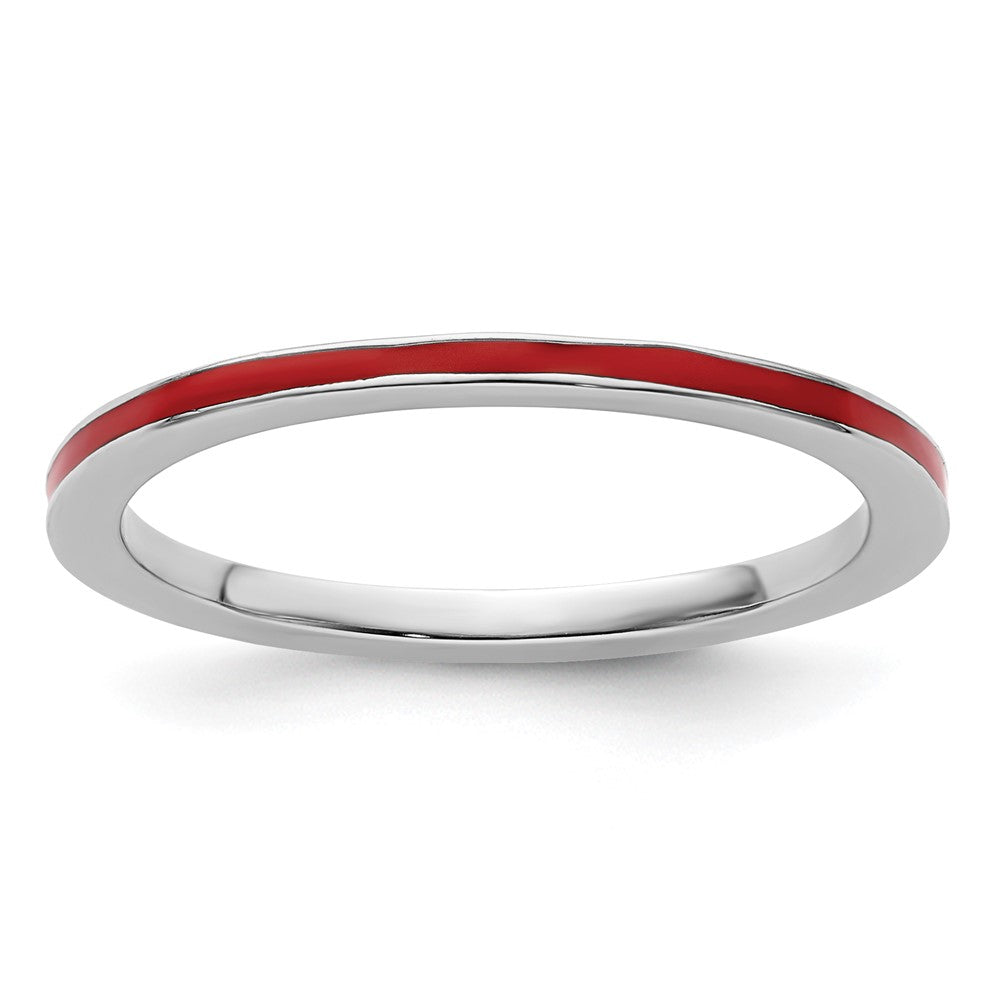 Sterling Silver Stackable Expressions Red Enameled 1.5mm Ring