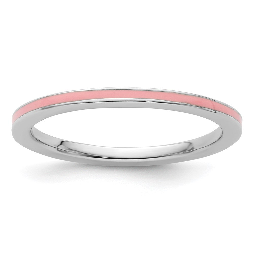 Sterling Silver Stackable Expressions Pink Enameled 1.5mm Ring