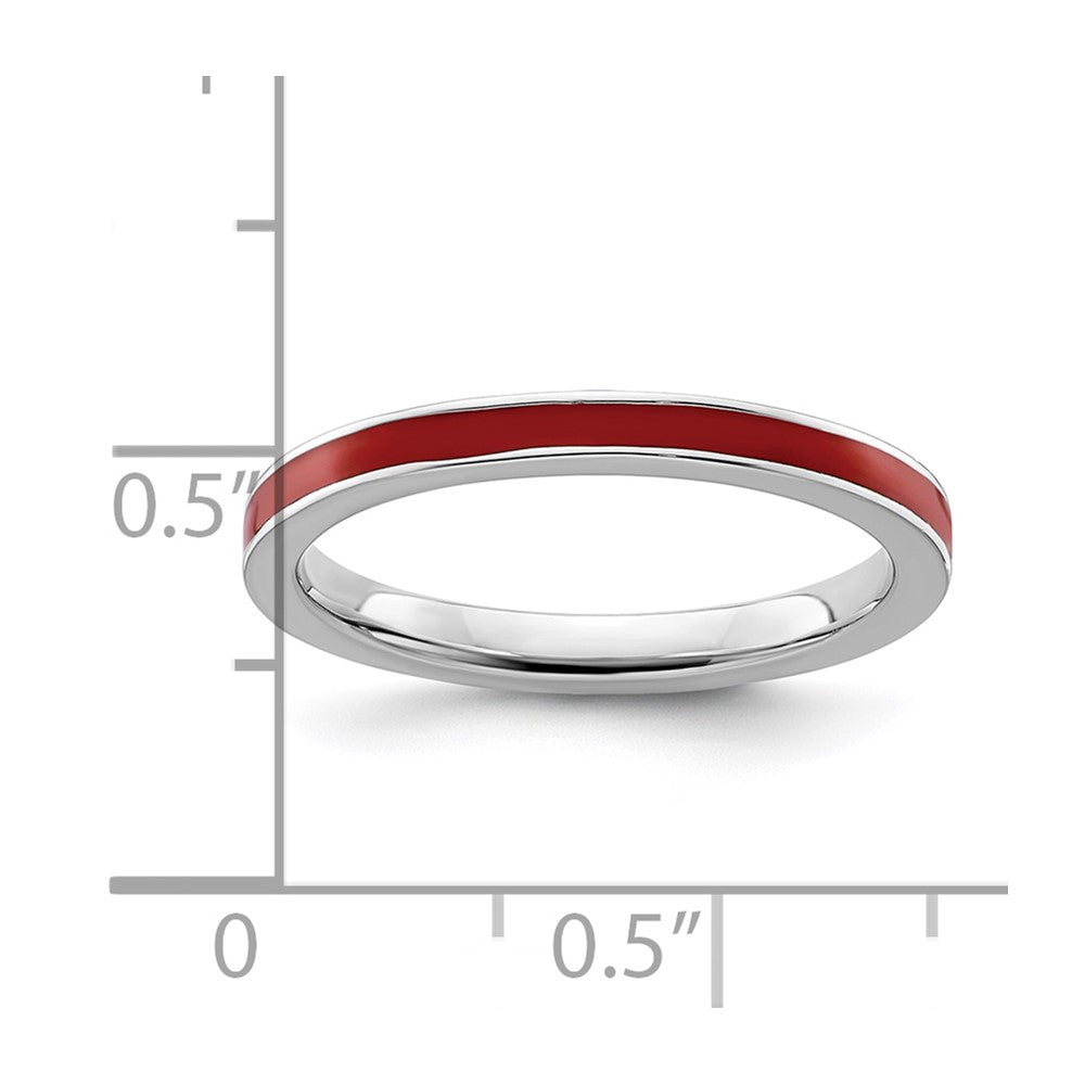 Sterling Silver Stackable Expressions Red Enameled 2.25mm Ring