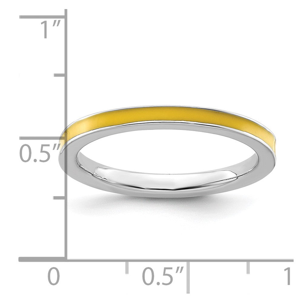 Sterling Silver Stackable Expressions Yellow Enameled 2.25mm Ring