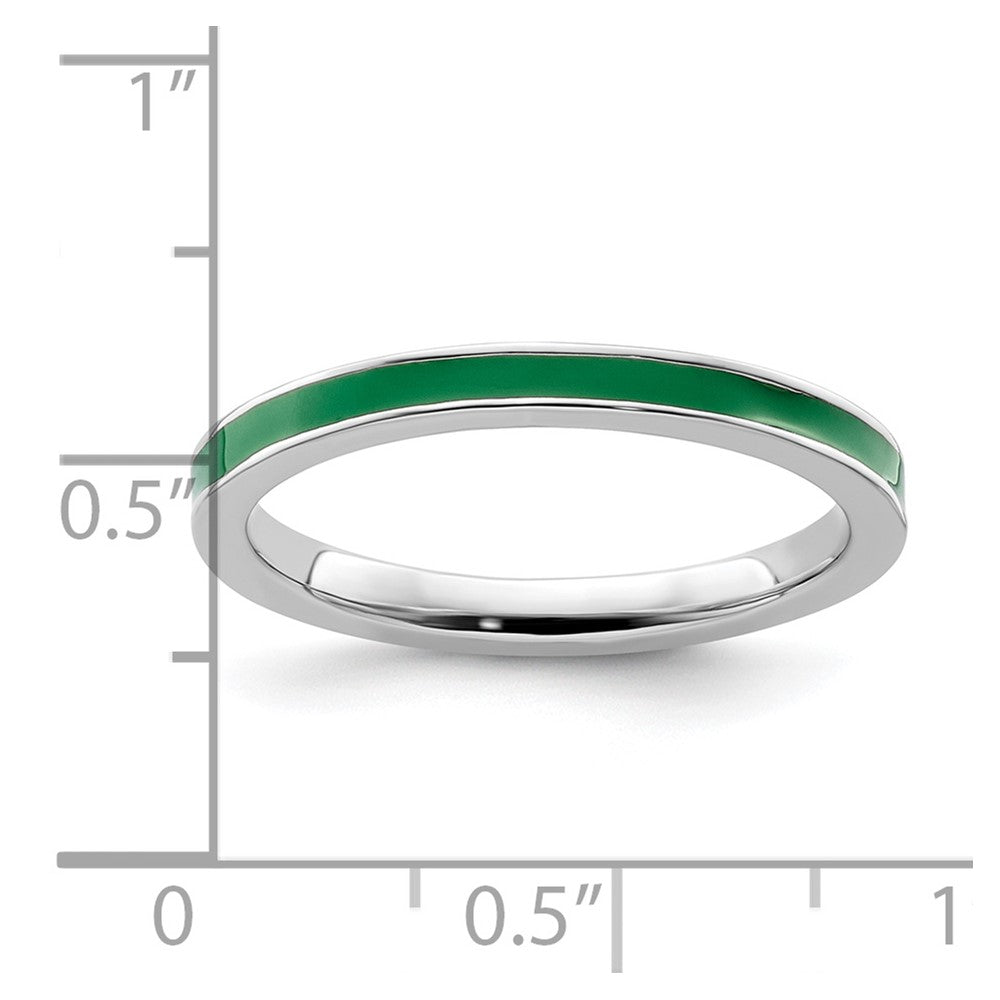 Sterling Silver Stackable Expressions Green Enameled 2.25mm Ring