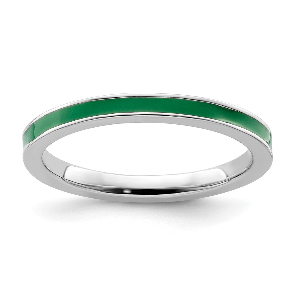 Sterling Silver Stackable Expressions Green Enameled 2.25mm Ring