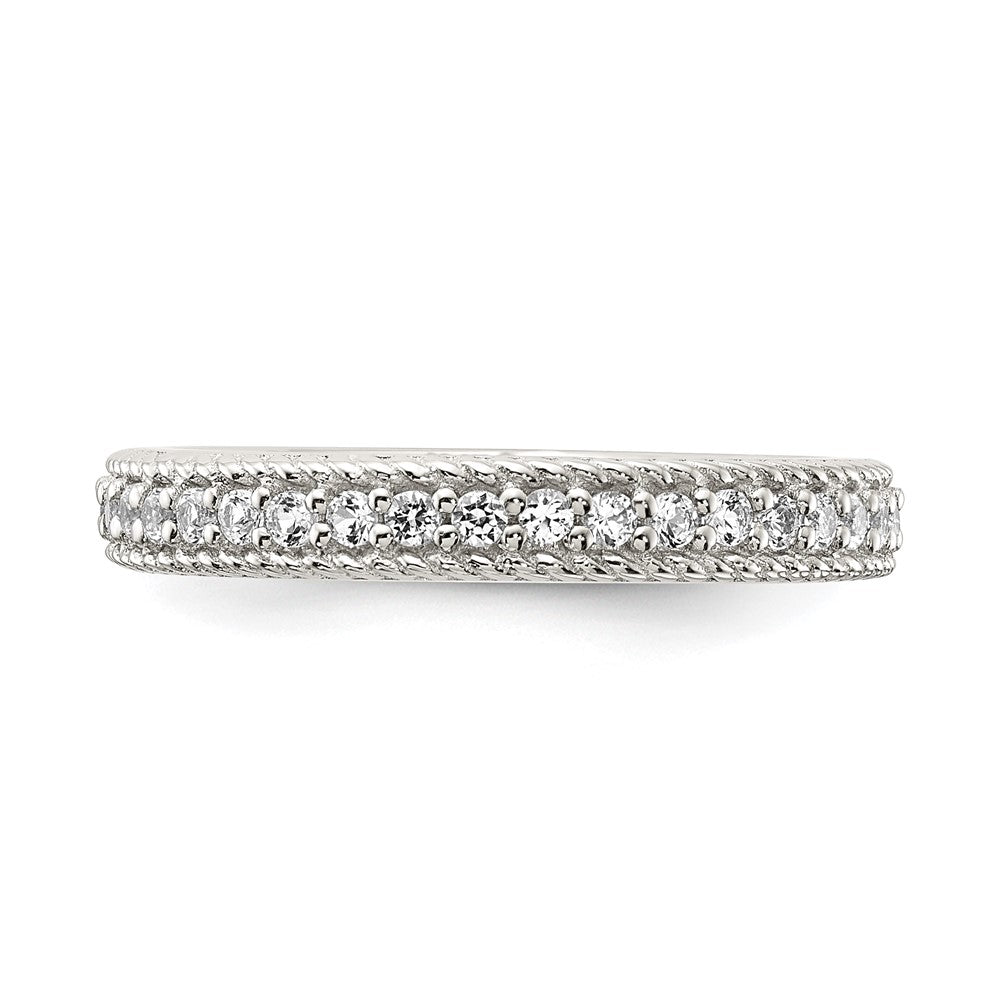 Sterling Silver Stack Exp Polished Created White Sapphire Eternity Ring