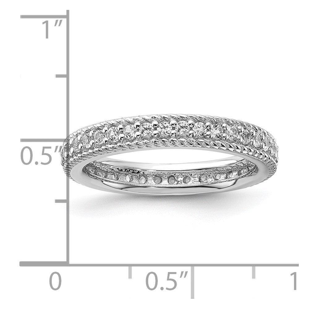 Sterling Silver Stack Exp Polished Created White Sapphire Eternity Ring