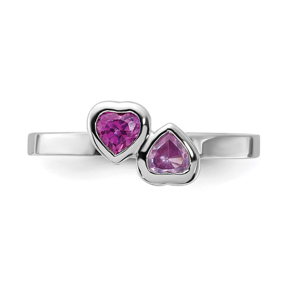 Sterling Silver Stackable Expressions Created Ruby & Pink Sapphire Heart Ring