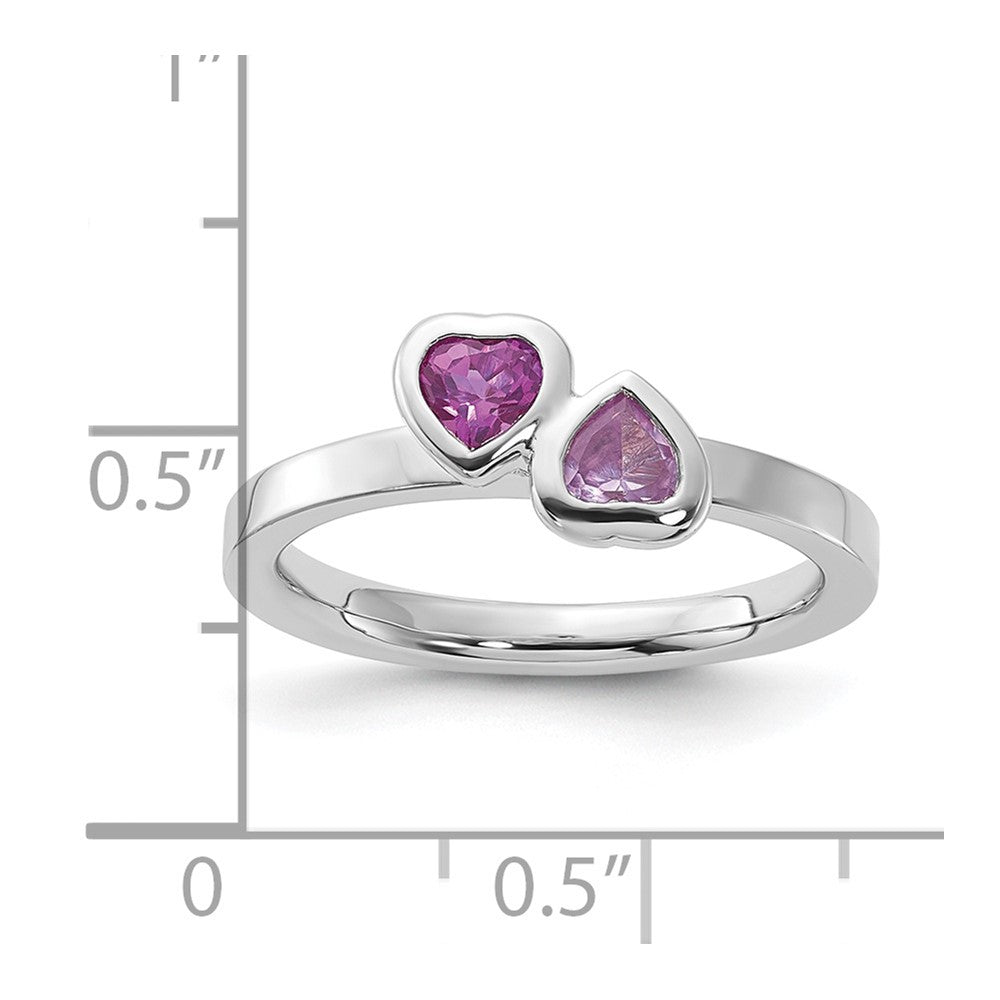 Sterling Silver Stackable Expressions Created Ruby & Pink Sapphire Heart Ring