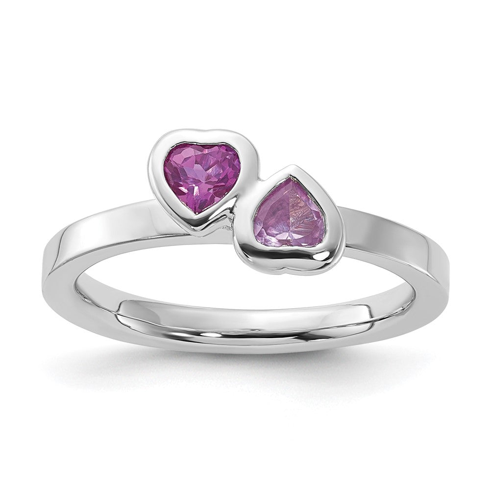 Sterling Silver Stackable Expressions Created Ruby & Pink Sapphire Heart Ring