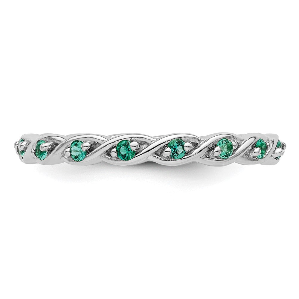 Sterling Silver Stackable Expressions Created Emerald Ring