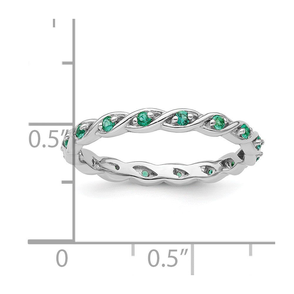 Sterling Silver Stackable Expressions Created Emerald Ring