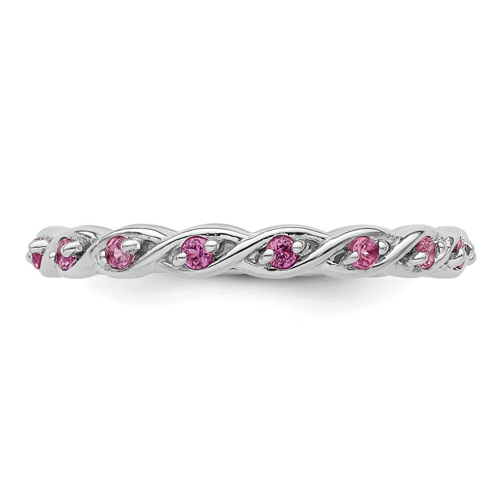 Sterling Silver Stackable Expressions Created Pink Sapphire Ring