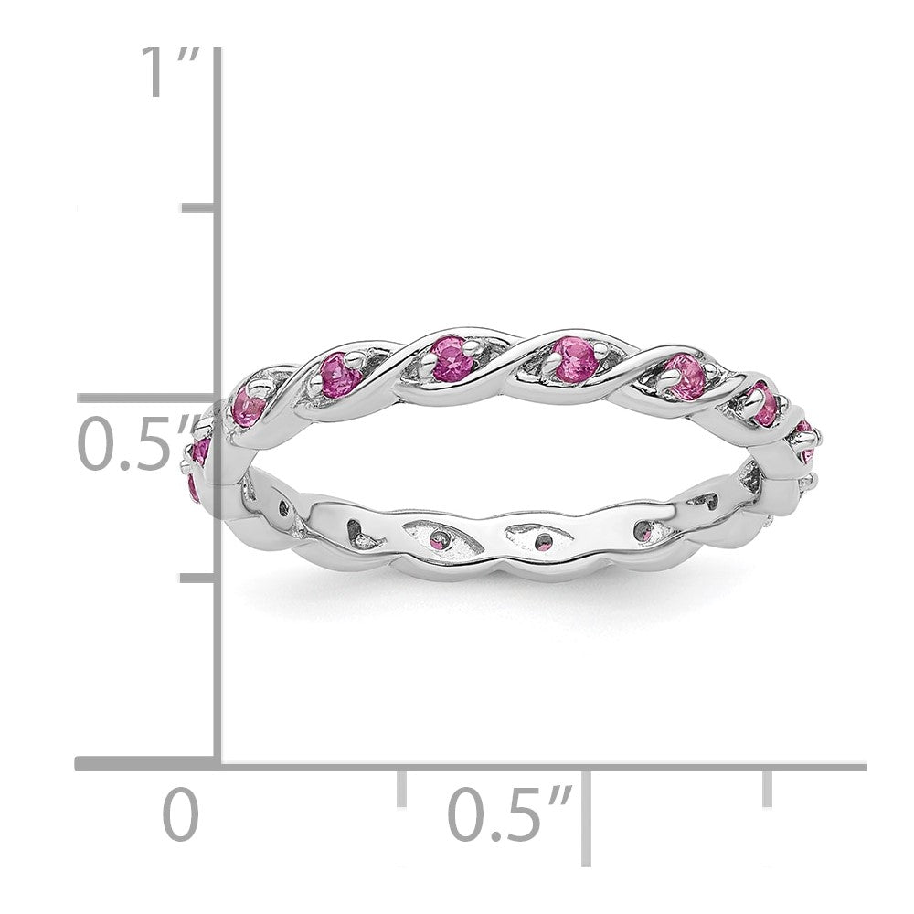 Sterling Silver Stackable Expressions Created Pink Sapphire Ring