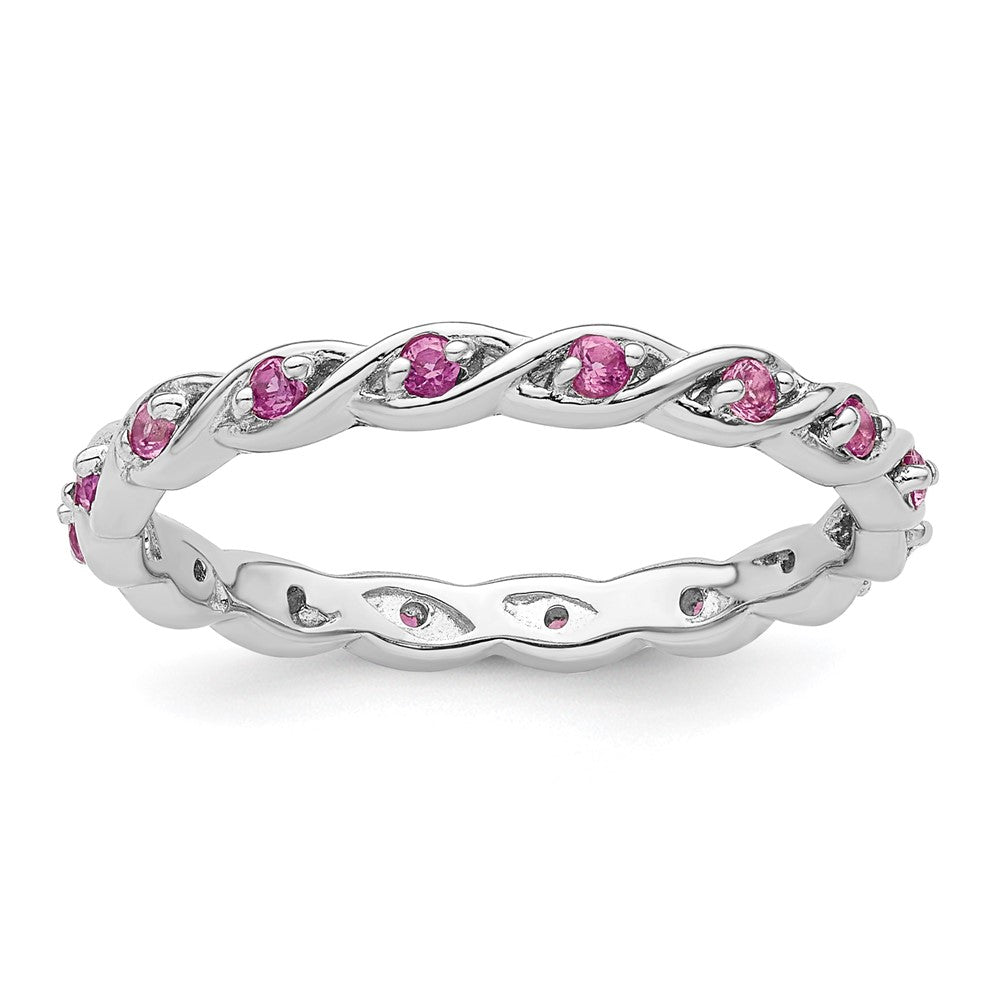 Sterling Silver Stackable Expressions Created Pink Sapphire Ring