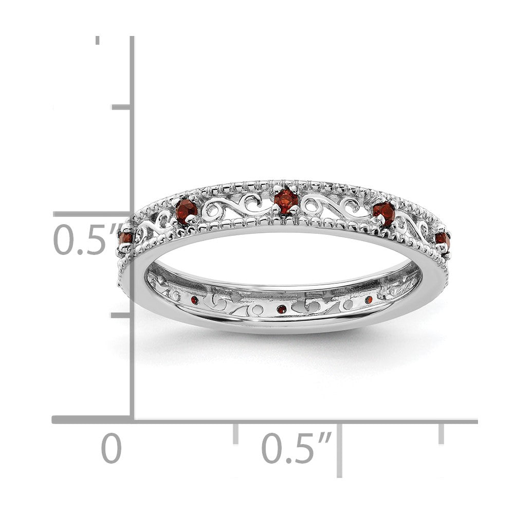 Sterling Silver Stackable Expressions Garnet Ring