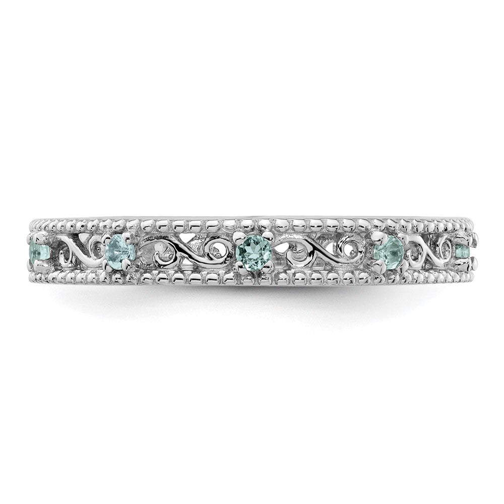 Sterling Silver Stackable Expressions Aquamarine Ring