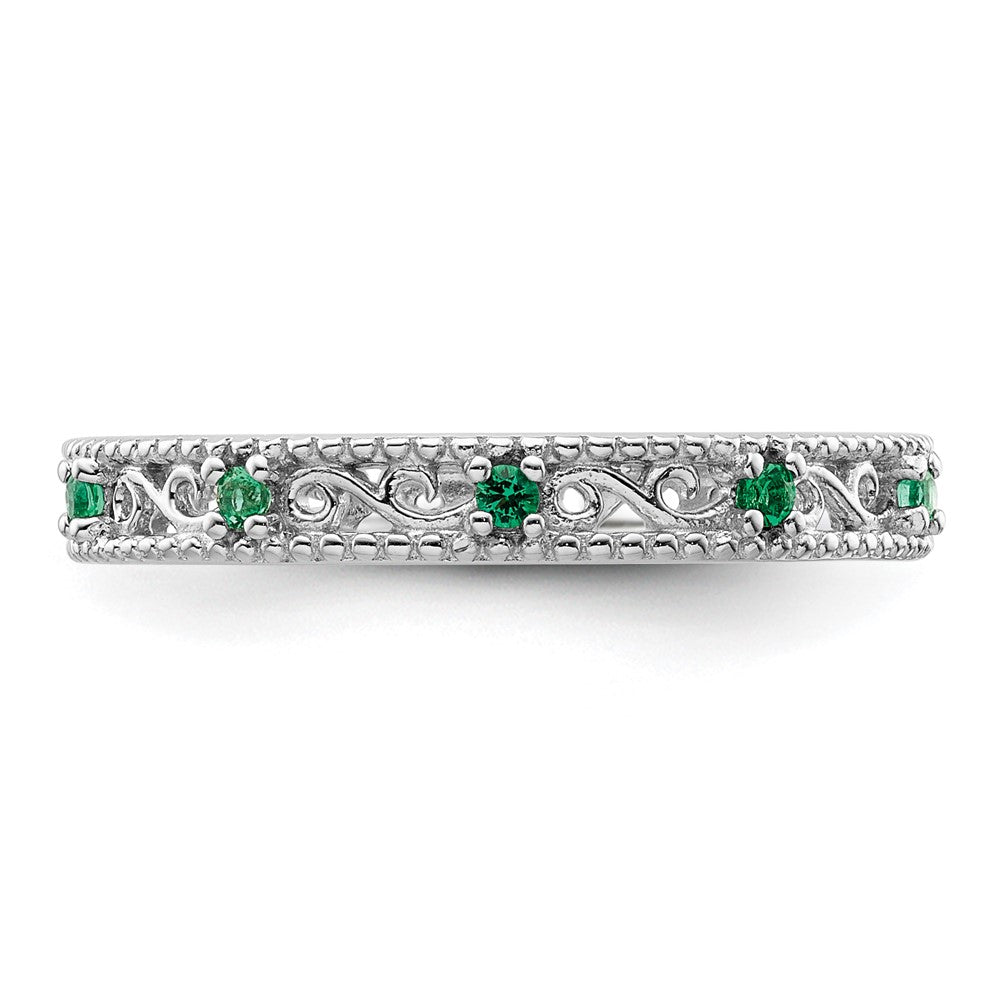 Sterling Silver Stackable Expressions Created Emerald Ring