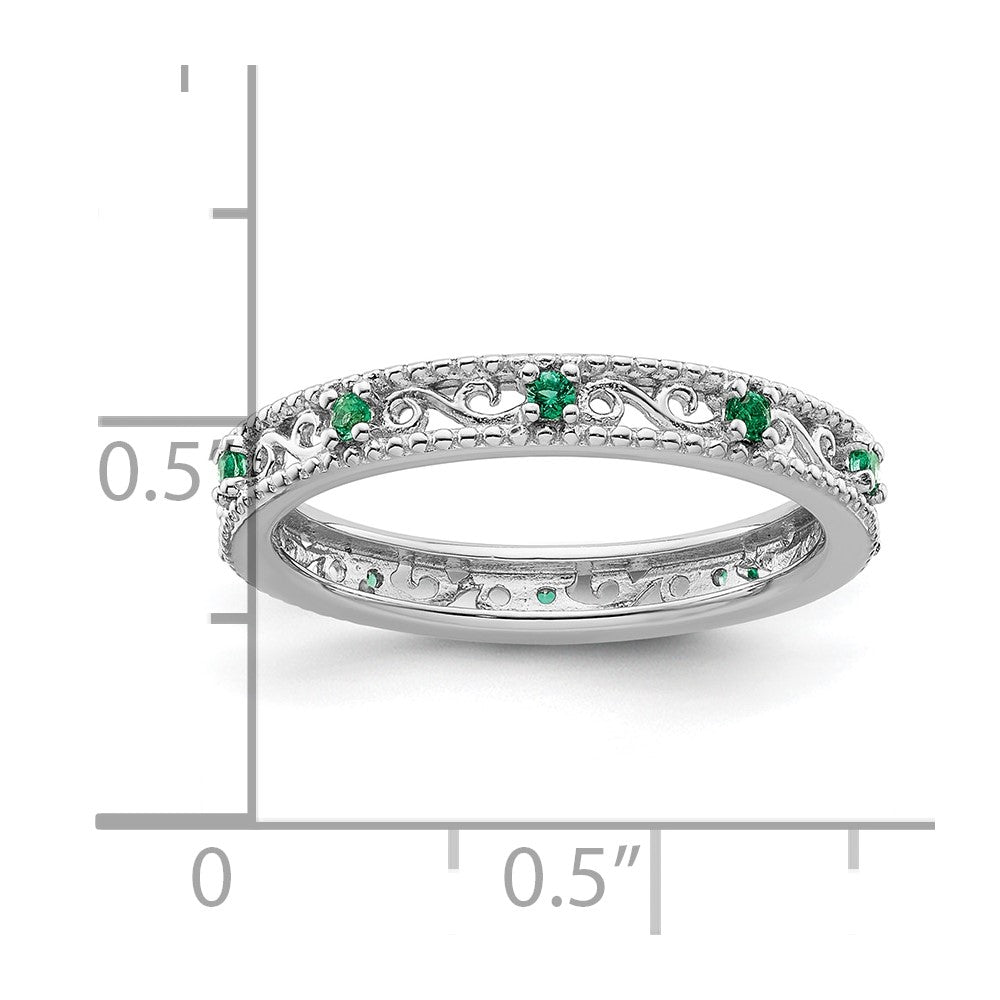 Sterling Silver Stackable Expressions Created Emerald Ring