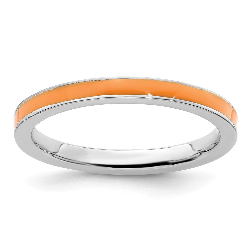 Sterling Silver Stackable Expressions Orange Enameled 2.25mm Ring