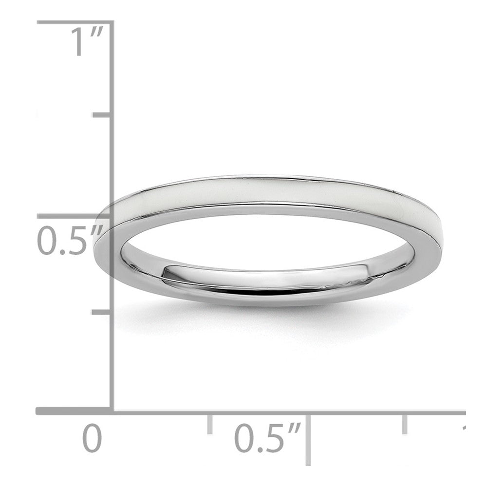 Sterling Silver Stackable Expressions White Enameled 2.25mm Ring