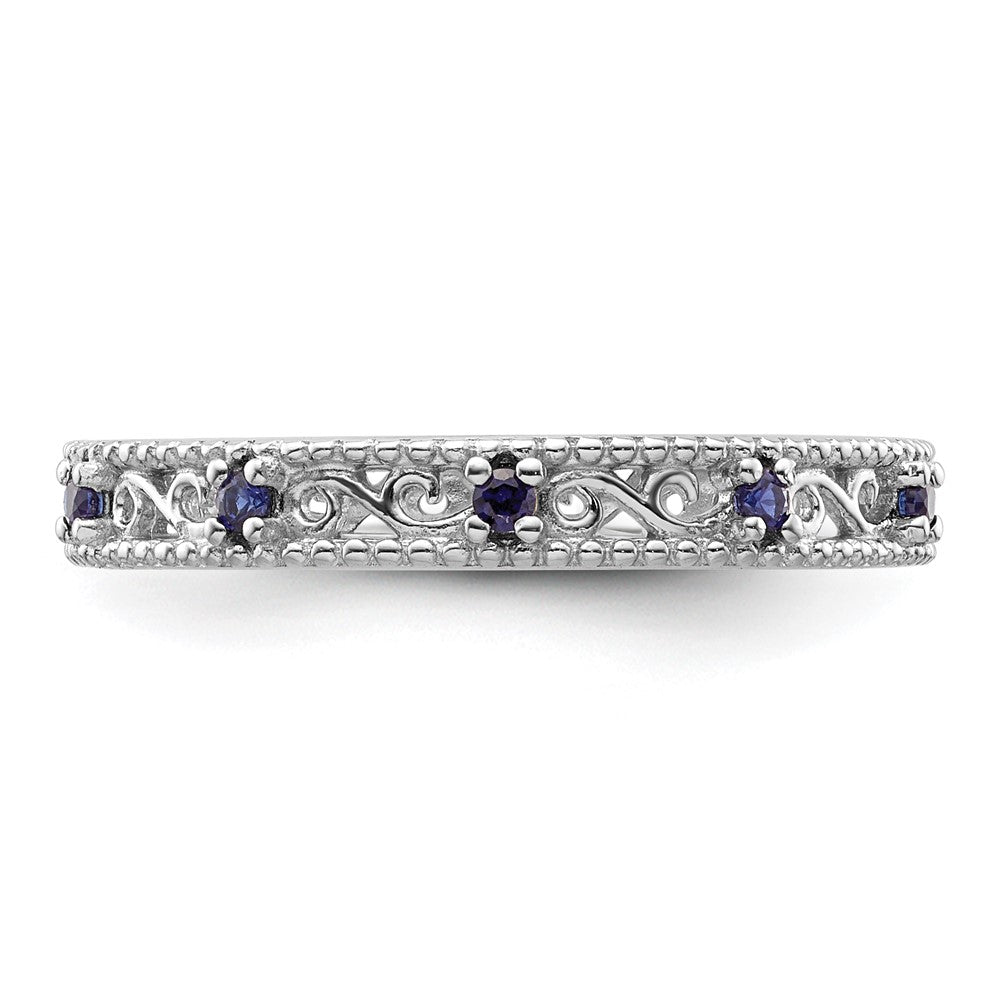 Sterling Silver Stackable Expressions Created Sapphire Ring