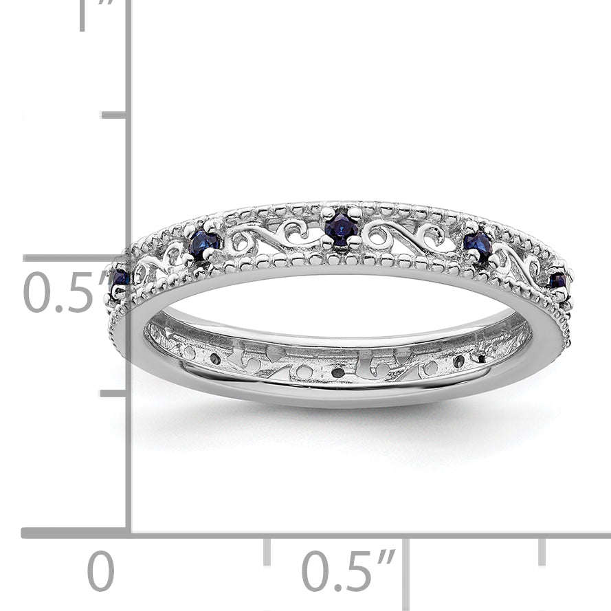 Sterling Silver Stackable Expressions Created Sapphire Ring