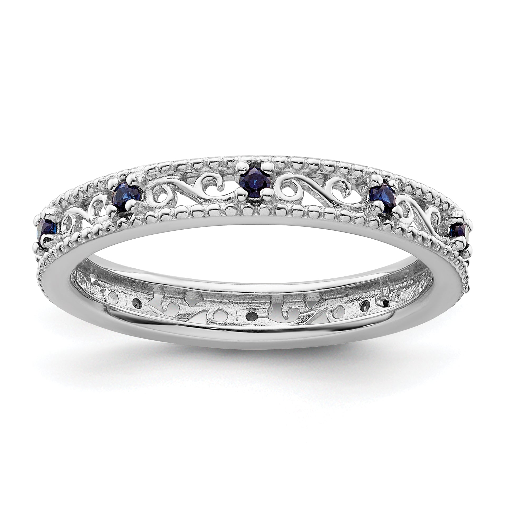 Sterling Silver Stackable Expressions Created Sapphire Ring