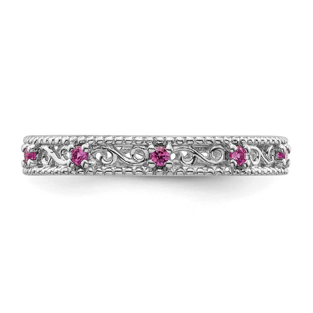 Sterling Silver Stackable Expressions Created Pink Sapphire Ring