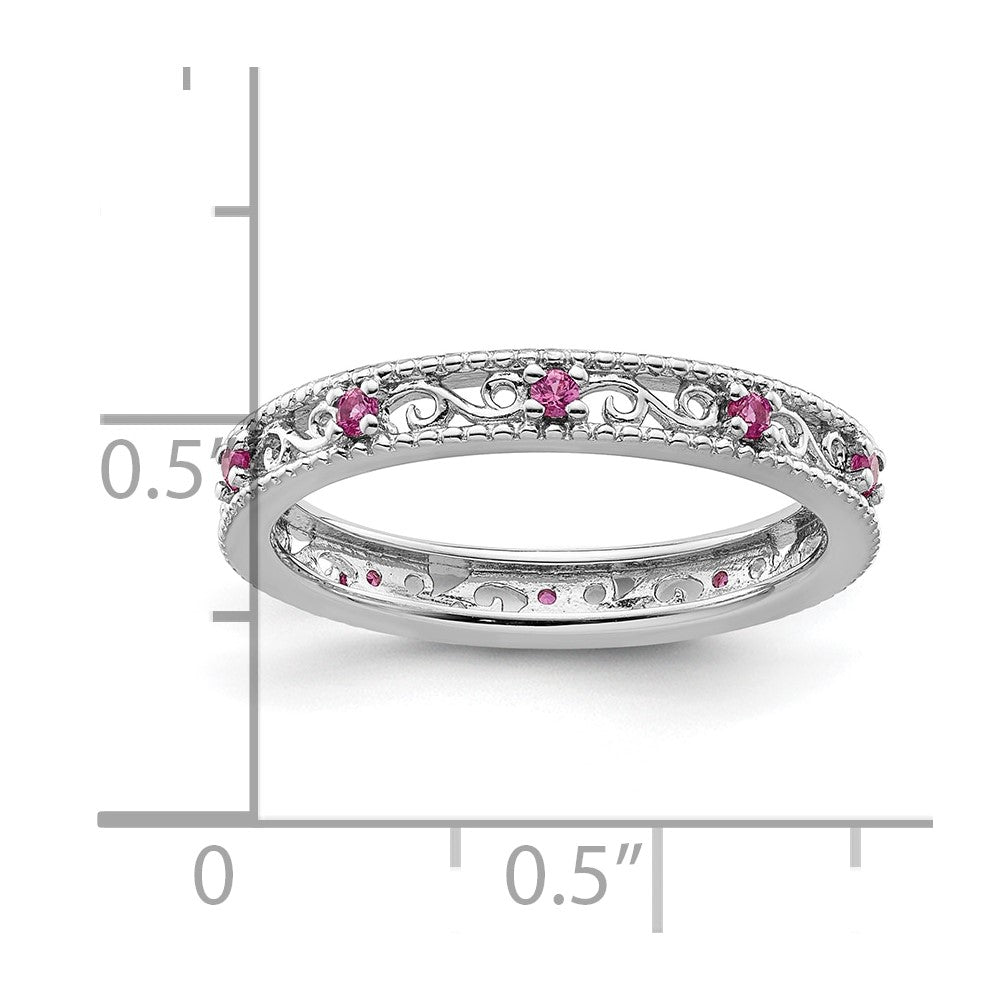 Sterling Silver Stackable Expressions Created Pink Sapphire Ring