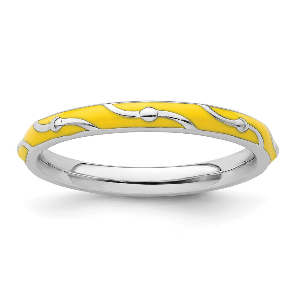 Sterling Silver Stackable Expressions Yellow Enamel Ring