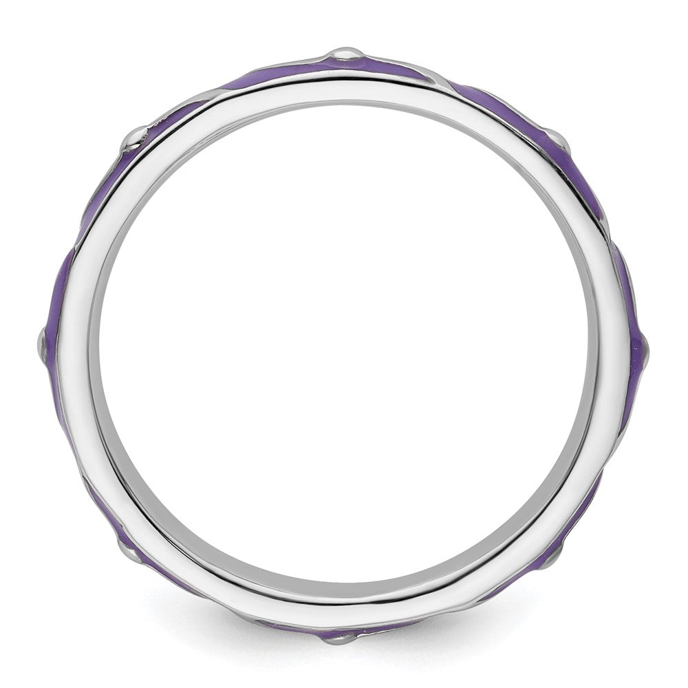 Sterling Silver Stackable Expressions Purple Enamel Ring