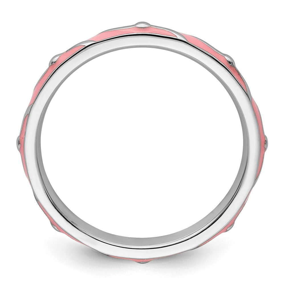 Sterling Silver Stackable Expressions Pink Enamel Ring