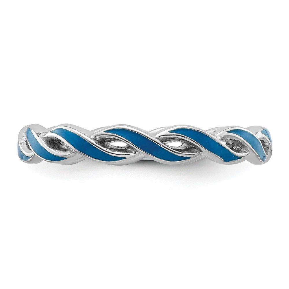 Sterling Silver Stackable Expressions Blue Enamel Ring