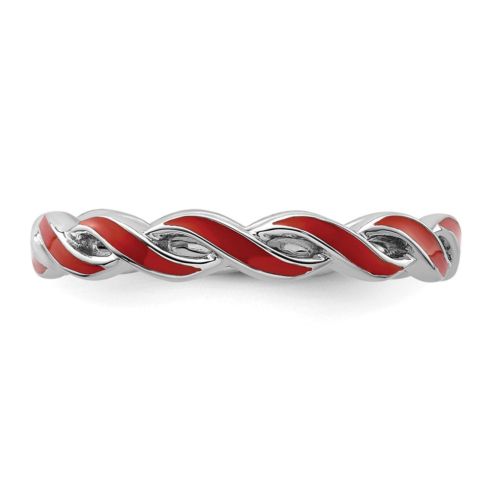 Sterling Silver Stackable Expressions Red Enamel Ring