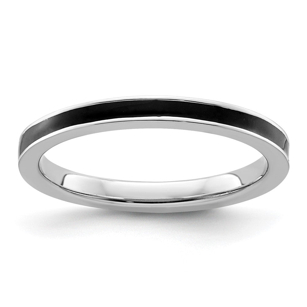 Sterling Silver Stackable Expressions Black Enameled 2.25mm Ring