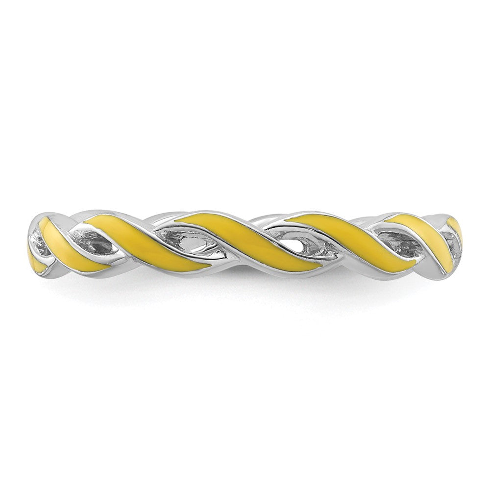 Sterling Silver Stackable Expressions Yellow Enamel Ring