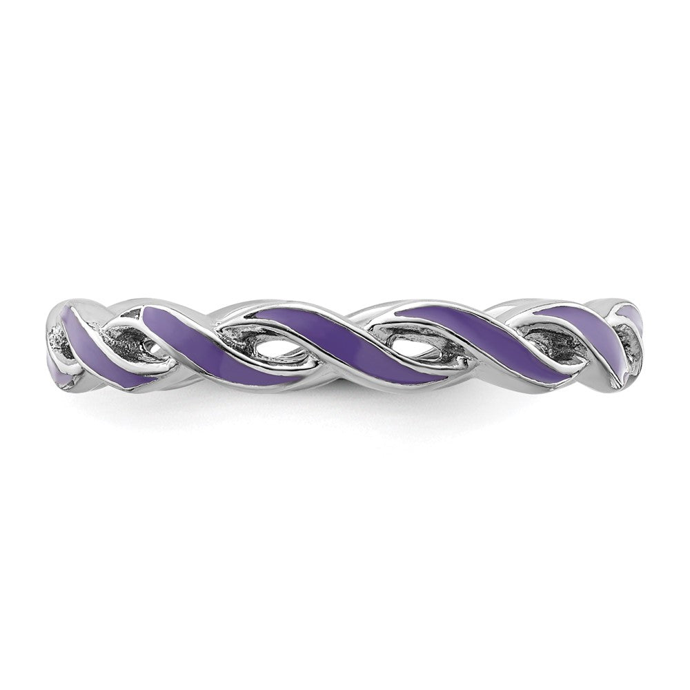 Sterling Silver Stackable Expressions Purple Enamel Ring