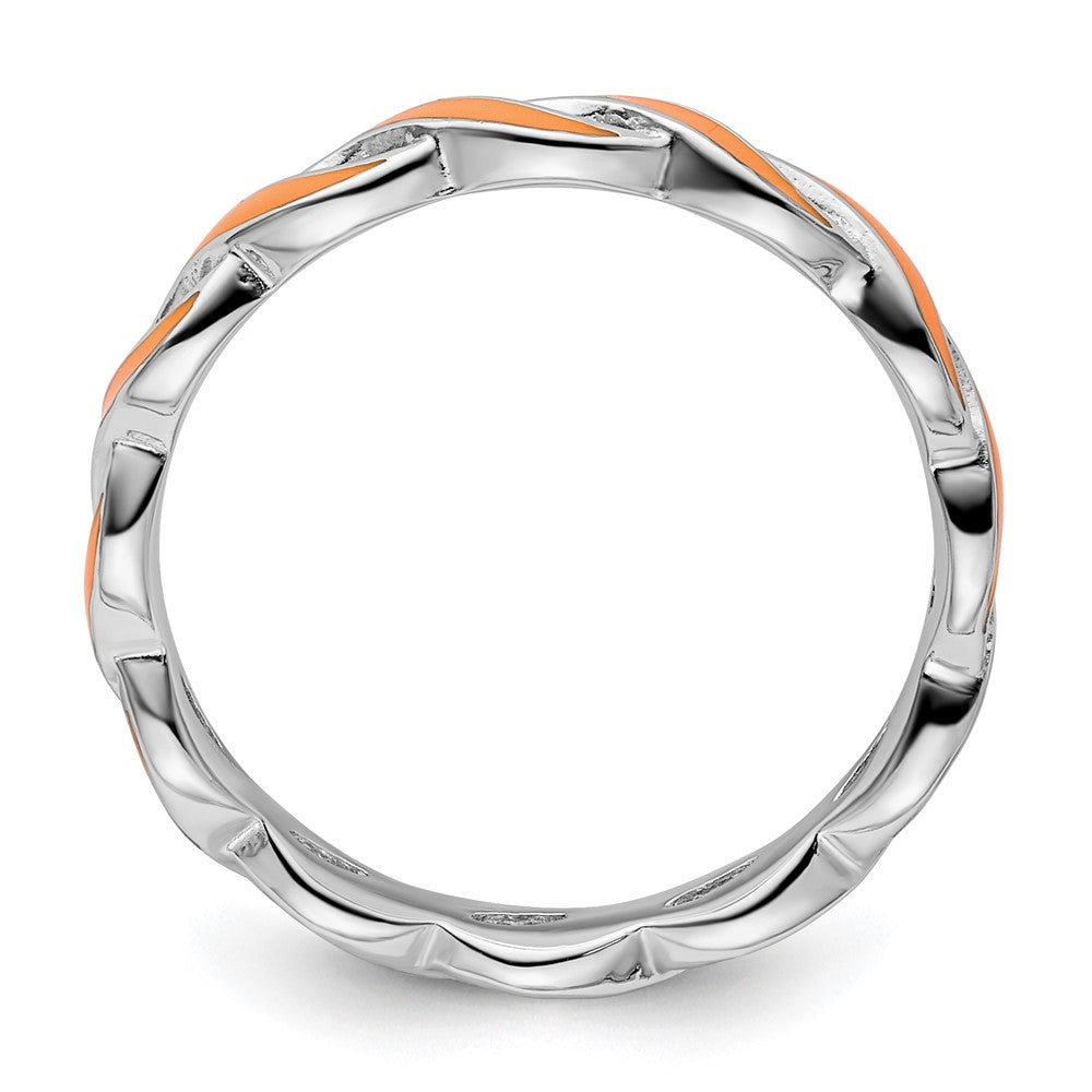 Sterling Silver Stackable Expressions Orange Enamel Ring