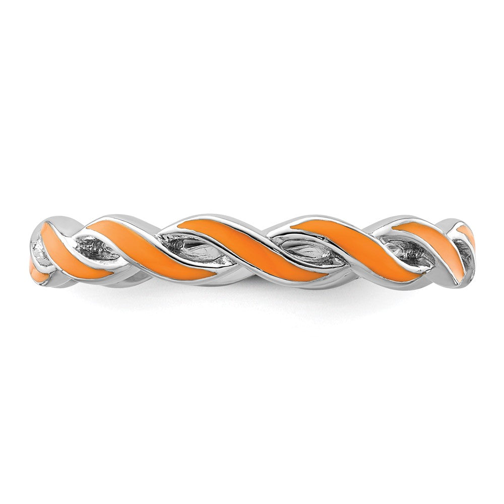 Sterling Silver Stackable Expressions Orange Enamel Ring