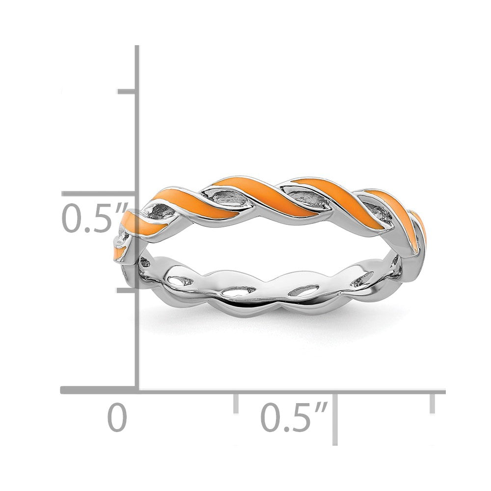 Sterling Silver Stackable Expressions Orange Enamel Ring