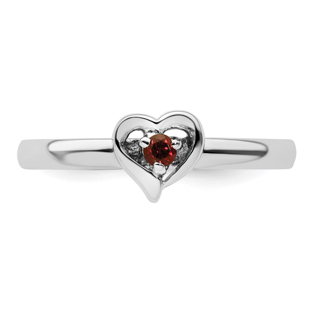 Sterling Silver Stackable Expressions Garnet Heart Ring